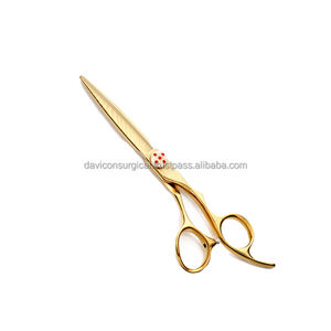 Ciseaux de coiffure en acier inoxydable de couleur or, outil de barbier, dépressoir - Product Image 2