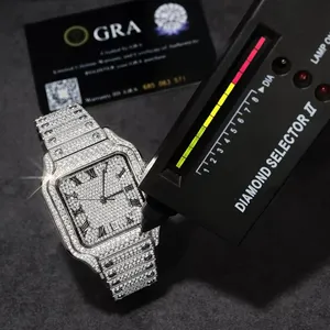 Relojes de Lujo para Hombre, Estilo Hiphop, Personalizados con Logotipo Grabado, Movimiento de Acero Inoxidable, Totalmente Cubiertos de Moissanita, Automáticos - Product Image 1
