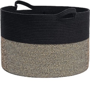 Ensemble de trois macramé doux avec panier sur pied double couleur accessoires de salle de bain support de rangement panier à linge essentiel pour la maison - Product Image 5