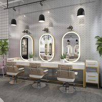 Miroir mural en verre de style européen moderne à LED pour salon, hôtel, salon de coiffure, école, chambre à coucher, salon