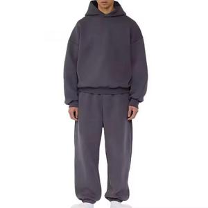 Impresión personalizada 100% algodón para hombre Casual bordado y parche trabajo Color sólido 2 piezas Jogger conjunto ácido lavado chándal para hombres - Product Image 6