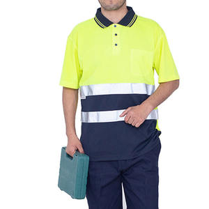 เสื้อเชิ้ตแขนสั้นถักเนื้อแน่นแบบกำหนดเองได้ พร้อมแถบสะท้อนแสงเพื่อความปลอดภัย ระบายอากาศได้ดี เหมาะสำหรับงานก่อสร้าง - Product Image 4