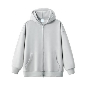 Gran oferta, sudaderas con capucha de invierno con cremallera de algodón 100% de alta calidad para hombre, logotipo personalizado bordado, hombro caído, doble cremallera, ajuste holgado - Product Image 4