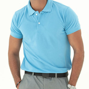Stylish Daily Clothing Sky Blue Polo Shirt Comfortable Breathable Fabric <b>Classic</b> Fit Short Sleeve - Product Image 1
