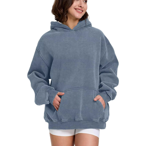 Acid Wash Hoodies For Women <b>Top</b> Trending Breathable Hoodies For Women Drop Shoulder Women Hoodies 100% Cotton - Product Image 3