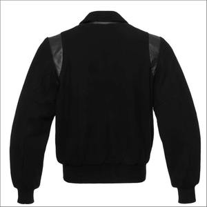 Veste de style universitaire inspirée du basketball, en gros, personnalisée, noire, manches contrastées, style d'hiver, hommes, polyester, coton, vêtements d'extérieur tendance - Product Image 3