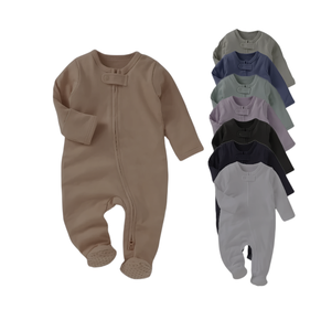 Mameluco de algodón orgánico para bebé, mono de pie con cremallera para bebés, comodidad Premium a bajo costo - Product Image 1