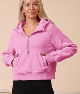 Sudadera con capucha de media cremallera para mujer de alta calidad, cómoda manga larga, estilo recortado, Otoño Invierno, bordado ODM - Product Image 5