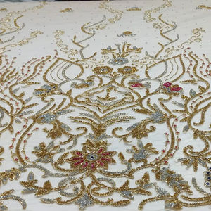 Tissu de dentelle pour femmes, dentelle brodée de fleurs 3d, filet africain, maille avec paillettes, robe de fête personnalisée, mariage, OEM, photo - Product Image 1