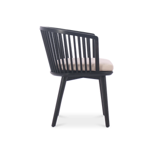 Silla de Madera de Teca Marcelino, Silla de Comedor Moderna de Madera de Teca Sólida con Cojín y Acabado Negro - Product Image 2