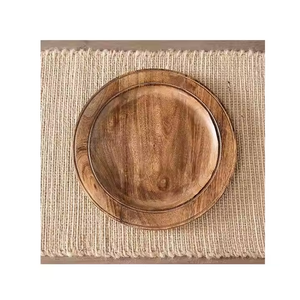 Assiettes sûres Plats et assiettes de service Assiette ronde en acacia Plats en bois en gros par l'artisanat en croissant - Product Image 3