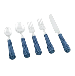 Juego de cubiertos de acero inoxidable personalizado, exclusivo mango de ratán, manualidades, juego de cubiertos sostenible de 5 piezas, tenedor - Product Image 4