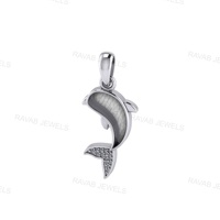 Bonne qualité 925 Sterling argent massif dauphin Zircon pendentif à breloque personnalisé Simple bijoux mignon Animal Design pour cadeau d'anniversaire