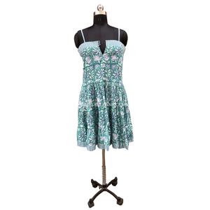Vestido túnica estilo bohemio Hippie indio para mujer, hecho a mano Vestido corto de verano, encaje azul sólido, Natural para fiestas, ropa informal - Product Image 1