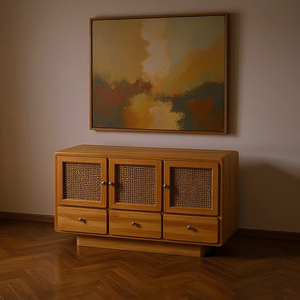 Real Teak Wood 100% Teak Wood Minimalist <b>Sideboard</b> for Indoor & Apartment Furniture - Product Image 1