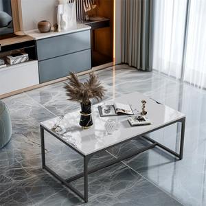 Table basse en marbre de salon moderne de bonne qualité, écologique, avec cadre en métal, panneau haute densité, meubles de maison - Product Image 2