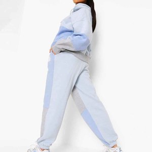 OEM Ensemble de jogging en tissu mélangé de coton doux et chaud en polaire confortable/Survêtement pour femmes Ensemble de survêtements de sport à blocs de couleurs personnalisés 2026 - Product Image 2