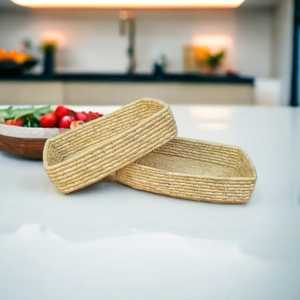 En gros Rectangle Présentoir Organisateur Tissé Moonj Herbe Panier Naturel Pour Magasin Pain Restauration Article Panier De Fruits En Osier - Product Image 4