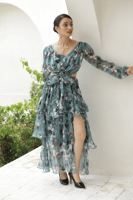 Gaun Chiffon Cetak Gaya Boho Chic Wanita Ramah Lingkungan, Bernapas, Kasual, Pesta, Malam Hari, Streetwear, Grosir Pabrik