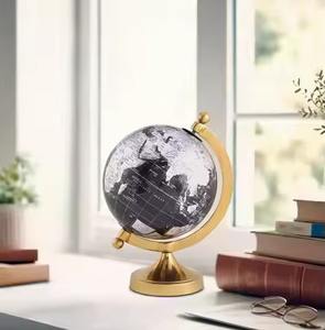 Elegant tabletop <b>metal</b> world globe for desk display ideal for study room library <b>shelf</b> or geography classroom decor - Product Image 1