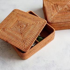 MARVELLOUS ! Rustic Style <b>Wicker</b> Rattan <b>Basket</b> <b>With</b> Lid Storage <b>Basket</b> <b>with</b> Cover, Rattan <b>Basket</b> for Storage - Product Image 5