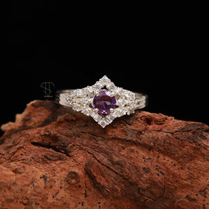 แหวนพลอยอเมทิสต์ธรรมชาติสไตล์วินเทจทำมือ925แข็งดีไซเนอร์เงินกึ่งสังเคราะห์แหวนเครื่องประดับชั้นดี - Product Image 4