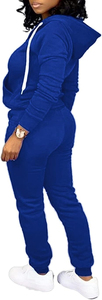Survêtements pour femmes deux pièces tenues femmes décontracté bleu couleur survêtements femmes ensemble fermeture éclair sweat à capuche sweat avec poches - Product Image 6