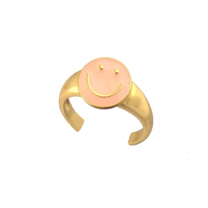 Bague ajustable classique en argent sterling 925 plaqué or éternel avec émail pour le visage, idéale pour les occasions festives - Product Image 1