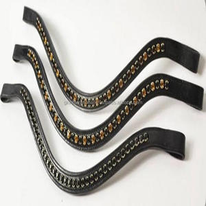 Banda de cuero para cejas, sillín Inglés y negro, cosido, forma curvada, suave, acolchada, para caballos, con equino multicolor - Product Image 6