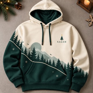 เสื้อฮู้ดดี้ผ้าฟลีซคอตตอน 100% พิมพ์ลายปักลายคริสต์มาส แบบยูนิเซ็กซ์ สำหรับฤดูหนาว ขายส่งแบบ OEM - Product Image 4