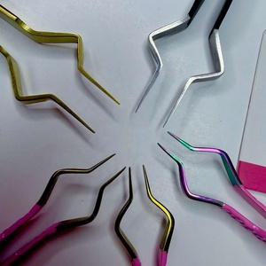 Pince à cils GETUP BROSONS IMPEX anti-magnétique et anti-statique, longueur 10 mm, rose/or/noir, isolation personnalisée, couleur noire, en acier inoxydable - Product Image 5