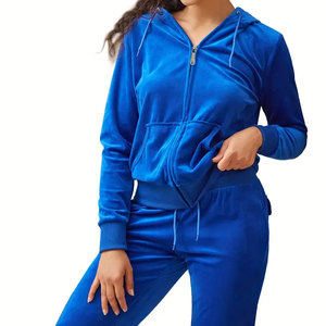 Chándales de lana de algodón grueso de buena calidad para mujer, ropa de calle, conjunto de chándal de terciopelo personalizado de terciopelo para niñas - Product Image 6