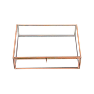 Boîte de rangement décorative en verre transparent et vintage rectangulaire en métal créatif, organisateur de bijoux décoratif, accent pour fête - Product Image 6