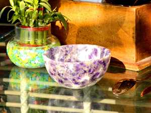 Cuenco de orgonita de cristal curativo de amatista púrpura Chevron de sueño Natural tallado a mano, bandeja de decoración del hogar con piedras preciosas, plato para Chakra Love - Product Image 4