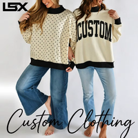 Sweat-shirt réversible en molleton de coton pour femme, avec logo personnalisé, motif color block et pois, coupe oversize, col montant, style streetwear décontracté 2026