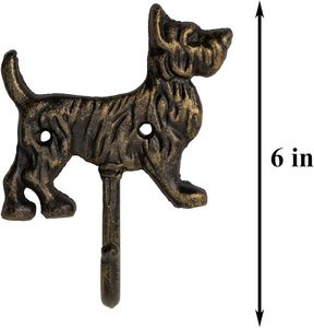 Montado en la pared de hierro fundido decoración del hogar gancho único diseño único (perro) Tema para ropa - Product Image 3