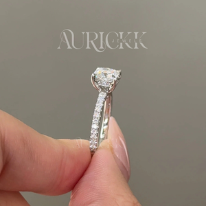 Bague de fiançailles pour femme en moissanite naturelle de haute qualité, brillance éclatante, plaquée rhodium, or 14 carats, écologique - Product Image 6