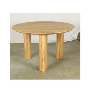 Table de salle à manger ronde à trois pieds en bois de manguier massif-48 pouces, parfaite pour les meubles de salle à manger modernes et les intérieurs élégants - Product Image 2
