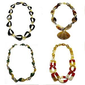 Collier en corne épaisse de style moderne fait à la main forme trapézoïdale courte corne de buffle de l'Inde coffret cadeau personnel - Product Image 5