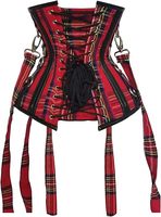 Corset de maintien sous-poitrine en similicuir tartan, qualité supérieure, robuste, avec 26 baleines en acier, pour l'entraînement de la taille, à compression moyenne