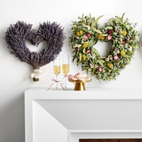 Karangan Bunga Lavender Eucalyptus Alami MCflora Buatan Tangan, Cincin Bunga Kering Rustic untuk Pintu, Hiasan Dinding Rumah Gaya Farmhouse, Dekorasi Pernikahan