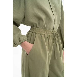 Khaki Relaxed Fit Casual <b>Harem</b> <b>Trousers</b> with Breathable Oxford Fabric - Product Image 4