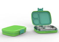 Boîte à lunch pour enfants en acier inoxydable de qualité alimentaire à 3 compartiments, couvercle étanche, chauffable au micro-ondes, compatible lave-vaisselle, 800 ml, OEM/ODM