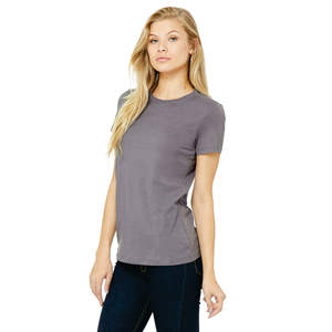 Camiseta entallada para mujer, Camiseta de algodón 100% Airlume de longitud corporal más larga y anillo tejido, 32 oz, 4,2 oz, Storm - Product Image 2
