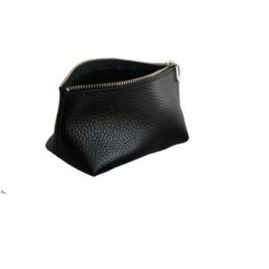 Neceser de piel auténtica con cierre de cremallera, bolsa de cosméticos de la mejor calidad, Color negro - Product Image 1