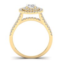 REYES Bague Halo en argent sterling 925 sur mesure avec Moissanite ovale en or jaune 14 carats pour femme Cadeau d'anniversaire Bijoux fins