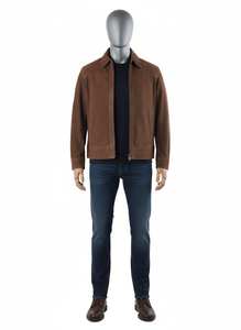 High Quality <b>Men</b> <b>Suede</b> Maroon Leather 2025 Slim Fit Winter Fashion Design Real Leather <b>Jacket</b> High Street Style Breathable Satin - Product Image 4