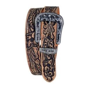 Ceintures en cuir usiné à fleurs noires unisexes de qualité supérieure avec boucles fantaisie perlées produits de cheval durables personnalisés - Product Image 2