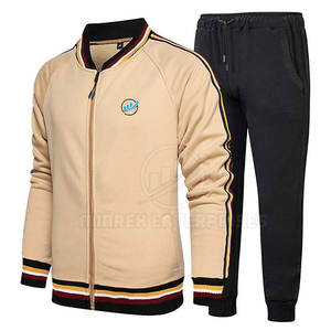 Survêtement pour hommes design personnalisé en gros 100% coton respirant qualité supérieure ensemble de saison d'hiver de couleur unie contrastée grande taille - Product Image 1