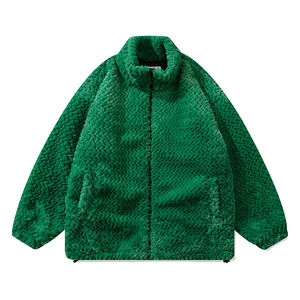 High Quality Custom Embroidered <b>Zip</b> <b>up</b> <b>Men's</b> Sherpa Jacket Fleece Customized Solid Color Embroidery Fashionable Jacket - Product Image 1